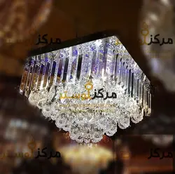 لوستر سقفی کریستالی مربع سایز 110در110 مدل ترنج