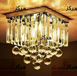 لوستر سقفی کریستالی مربع سایز 90در90 مدل دیانا