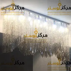 لوستر سقفی کریستالی مستطیل سایز 30در110 لاینری مدل سناتور