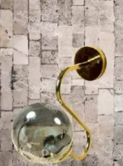 دیوارکوب مولکولی تک شعله کد ۶۴۷/۱ بدنه طلایی و حباب دودی ( ارسال 5 روز کاری )