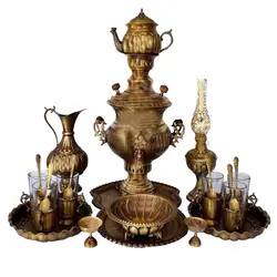 سرویس سماور22 پارچه برنجی مدل توپی