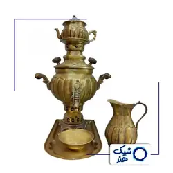 ست سماور 5 تکه برنجی توپی (1 لیتری)