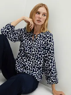 بلوز پلنگی آبی آستین بلند lcwaikiki