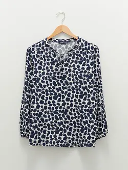 بلوز پلنگی آبی آستین بلند lcwaikiki