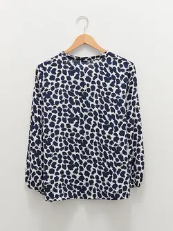 بلوز پلنگی آبی آستین بلند lcwaikiki