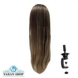 سر مانکن شینیون رنگ آمبره قهوه ای - کنفی  + پایه رومیزی