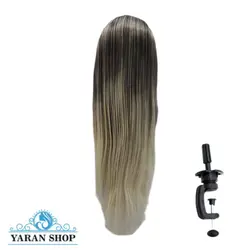 سر مانکن شینیون رنگ آمبره مشکی - بلوند  + پایه رومیزی