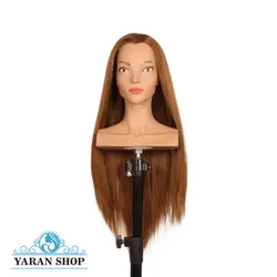 سر مانکن شینیون نیم تنه رنگ قهوه ای + پایه رومیزی