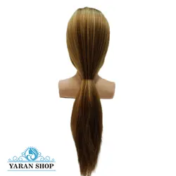 سر مانکن شینیون نیم تنه رنگ مش عسلی قهوه ای + پایه رومیزی