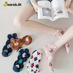 جوراب مچی زنانه طرح لوزی خط دار | جوراب - Joorab.ir