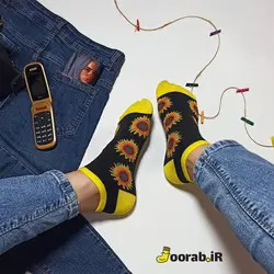 جوراب مچی زنانه طرح آفتابگردان | جوراب - Joorab.ir