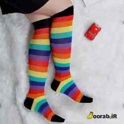جوراب زیر زانو زنانه طرح رنگین کمان | جوراب - Joorab.ir