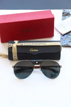 عینک آفتابی زنانه و مردانه کارتیر دسته چوبی مدل CARTIER 8200868