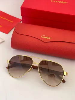 عینک آفتابی مردانه کارتیر دسته چوبی مدل CARTIER CA20033