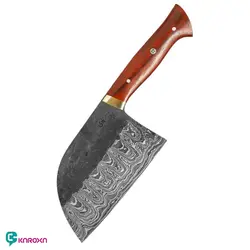 چاقوی حرفه ای آشپزی و سرآشپز مدل صربستانی با تیغه فولاد داماس