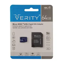 کارت حافظه microSDXC وریتی مدل 4K کلاس 10 استاندارد UHS-I U3 سرعت 80MBps ظرفیت 64 گیگابایت