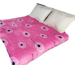 پتو مسافرتی ژله ای 1نفره طرح شاپرک صورتی