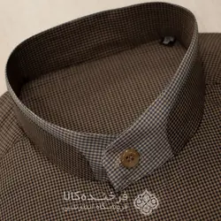 پیراهن یقه دیپلمات طرح دار قهوه ای - فروشگاه اینترنتی فرخنده کالا