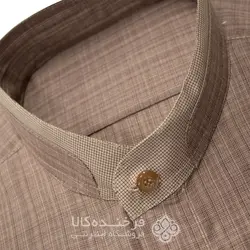 پیراهن یقه دیپلمات طرح دار شکلاتی - فروشگاه اینترنتی فرخنده کالا