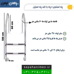 پله (نردبان) استخر 2 پله با کفی پله استیل