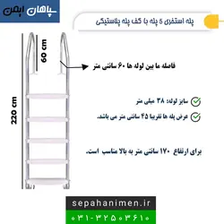 پله (نردبان) استخر 5 پله با کفی پله استیل