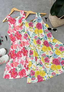 پیراهن گلدار رکابی