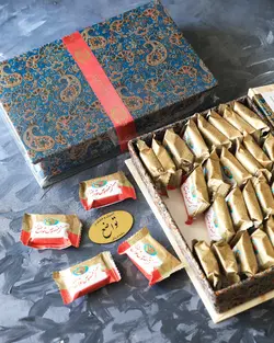 گز لقمه طرح ترمه با ۴۲٪ مغز پسته