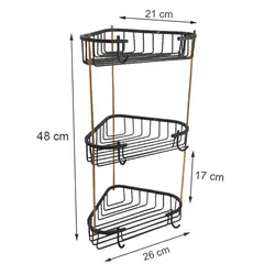 قفسه حمام برنجی سه طبقه کنجی