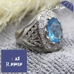انگشتر توپاز آبی لندن اصل مردانه فاخر دست ساز کد R_2312