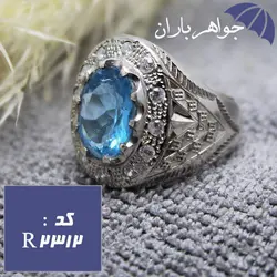 انگشتر توپاز آبی لندن اصل مردانه فاخر دست ساز کد R_2312