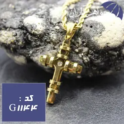 گردنبند صلیب طلایی همراه با زنجیر کد G_1144