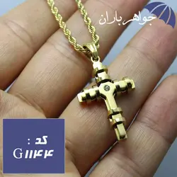 گردنبند صلیب طلایی همراه با زنجیر کد G_1144