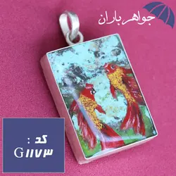 گردنبند فیروزه نیشابوری با نقاشی دستی ماهی قرمز کد G_1173