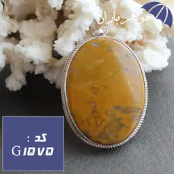 گردنبند جاسپر زرد اصل فریم دست ساز تابیده کد G_1575