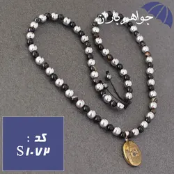 سینه ریز حدید و عقیق اصل با آویز حدید عین علی و زیارت عاشورا و ستاره سلیمان کد S_1072