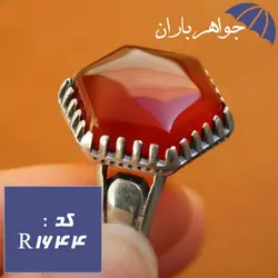 انگشتر عقیق قرمز شش ضلعی مردانه کد R_1644