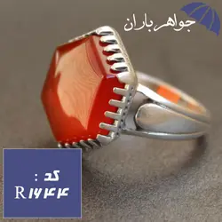 انگشتر عقیق قرمز شش ضلعی مردانه کد R_1644