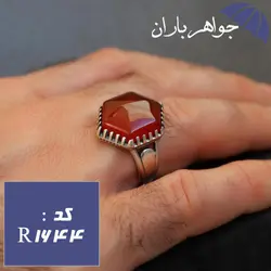 انگشتر عقیق قرمز شش ضلعی مردانه کد R_1644