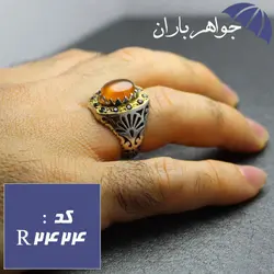 انگشتر عقیق یمنی شرف الشمس اصل دوربرنجی دست ساز کد R_2424