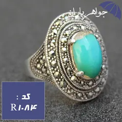 انگشتر فیروزه نیشابوری مارکازیتی درشت کد R_1084