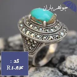 انگشتر فیروزه نیشابوری مارکازیتی درشت کد R_1084