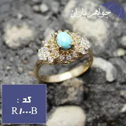 انگشتر طلاروس فیروزه نیشابوری اصل دورجواهری زنانه کد R_1000B