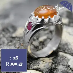 انگشتر عقیق یمنی شرف الشمس و یاقوت سرخ اصل دست ساز کد R_2305