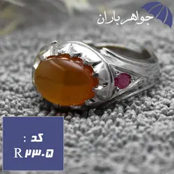 انگشتر عقیق یمنی شرف الشمس و یاقوت سرخ اصل دست ساز کد R_2305