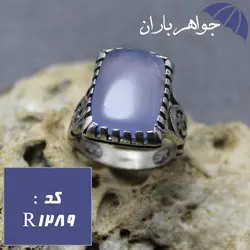 انگشتر عقیق یمنی کبود مستطیلی مردانه کد R_1289