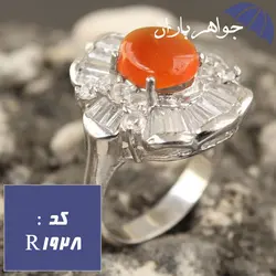 انگشتر عقیق یمنی اصل دور جواهری زنانه کد R_1928