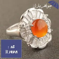 انگشتر عقیق یمنی اصل دور جواهری زنانه کد R_1928