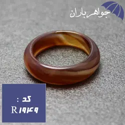 حلقه عقیق سلیمانی قهوه ای طرح دار کد R_1949