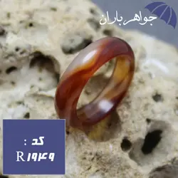 حلقه عقیق سلیمانی قهوه ای طرح دار کد R_1949