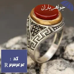 انگشتر عقیق قرمز مارکازیتی مردانه طرح ورساچی کد R_2344